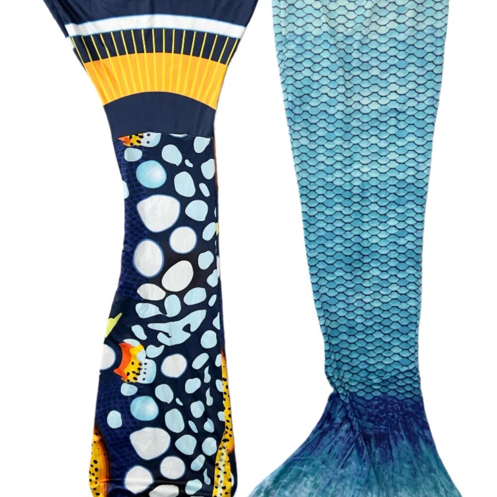 Girls Mermaid Swim Fin Covers – 2-Pack Gently Used (Sizes 12–16)